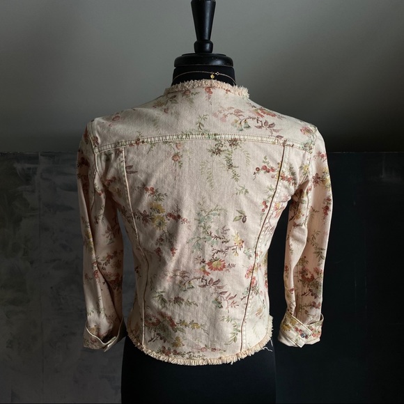 Rebecca Taylor La Vie peach Floral Denim Jean Jacket - Picture 5 of 8